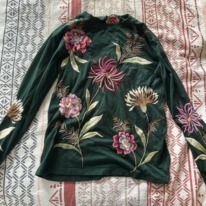 Johnny Was Long Sleeve Embroidered Top